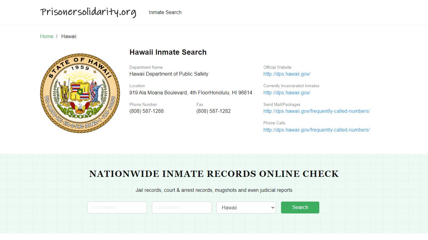 Hawaii Inmate Search – Hawaii Department of Public Safety Offender Lookup